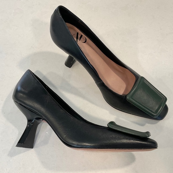 ATELIER PIETRINI Italy Black  Flare Heeled Shoes Size 37 - Picture 1 of 10